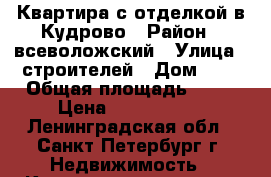 Квартира с отделкой в Кудрово › Район ­ всеволожский › Улица ­ строителей › Дом ­ 5 › Общая площадь ­ 35 › Цена ­ 3 450 000 - Ленинградская обл., Санкт-Петербург г. Недвижимость » Квартиры продажа   